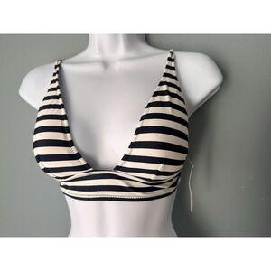 NWT J Crew Plunge Bikini Top Navy White Classic Stripe Size XS Preppy